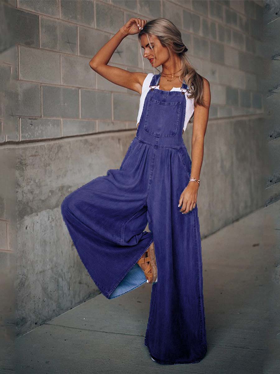 Denim Loose Pocket Jumpsuit