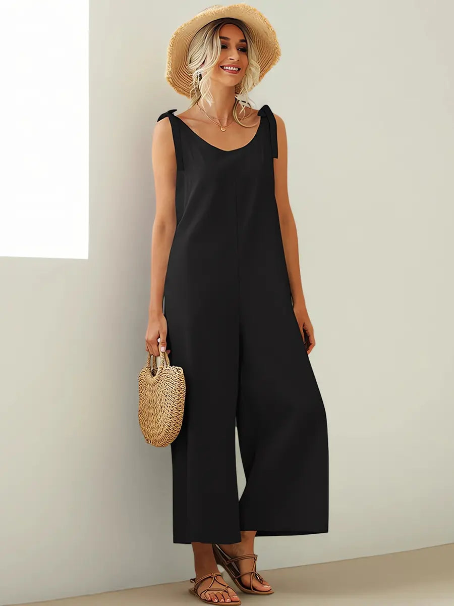 Loose Solid Color Straight Jumpsuits