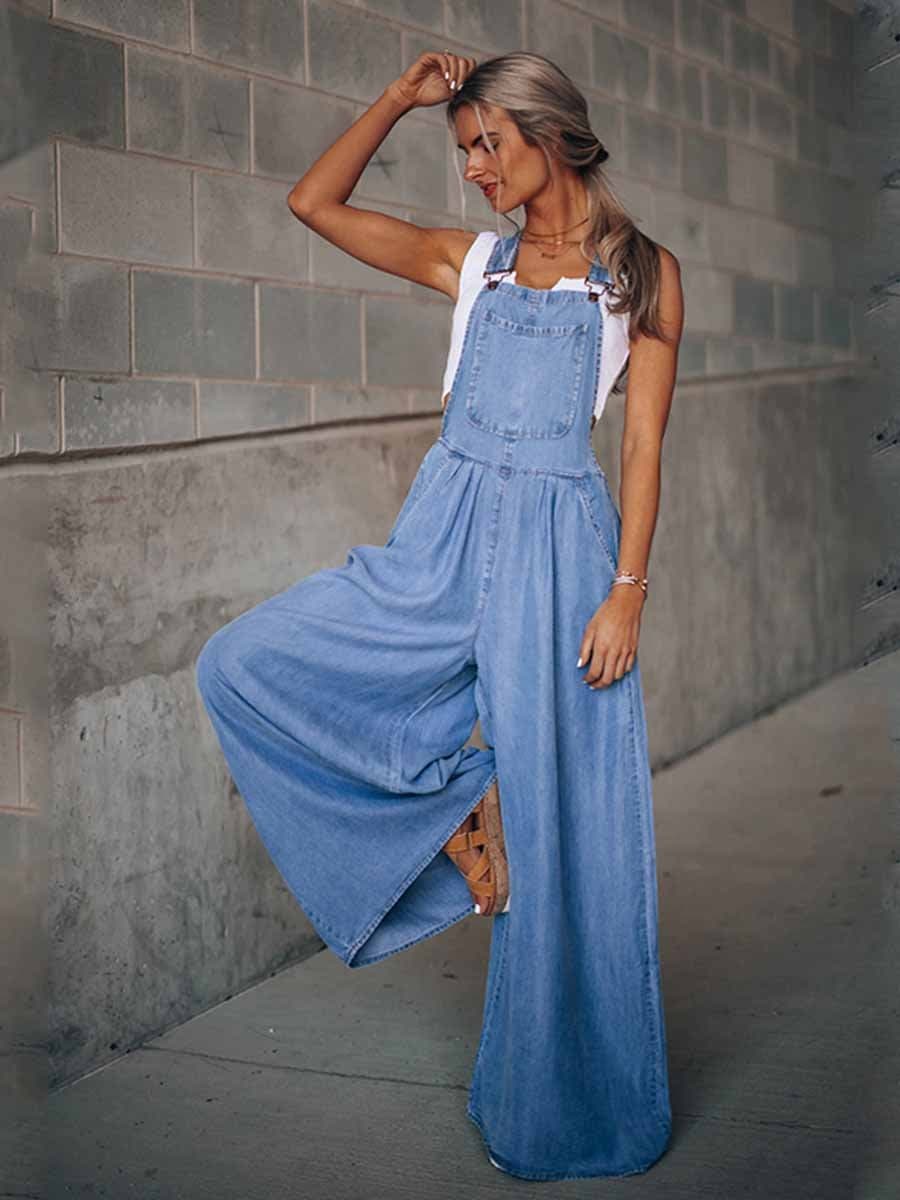 Denim Loose Pocket Jumpsuit