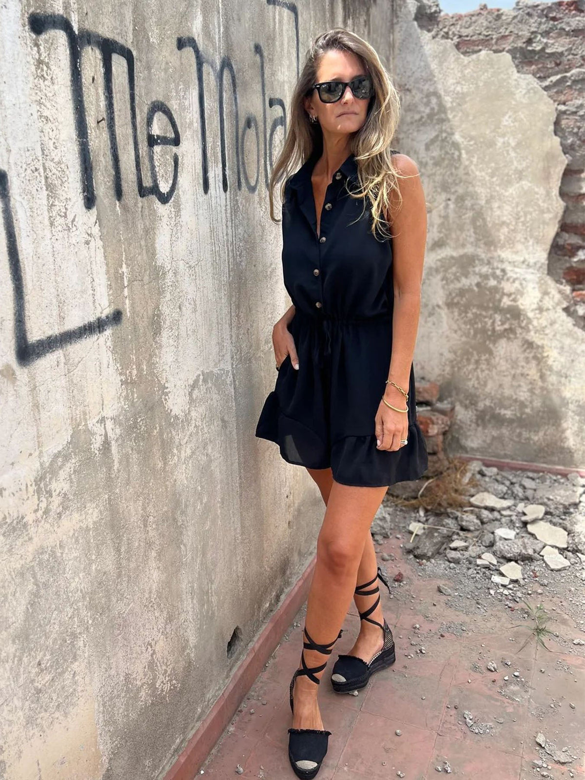 Single Breasted Drawstring Jumpsuit