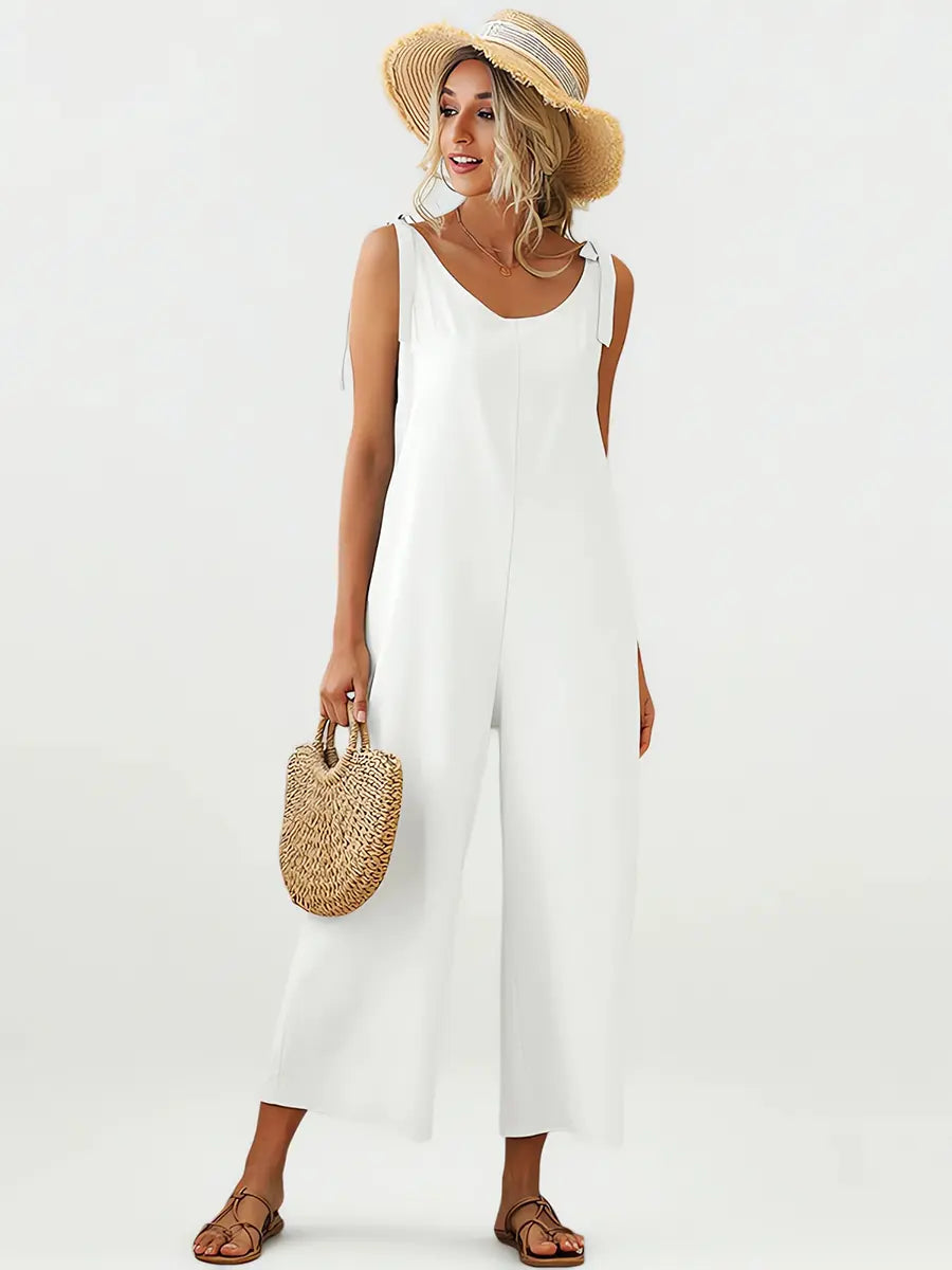Loose Solid Color Straight Jumpsuits
