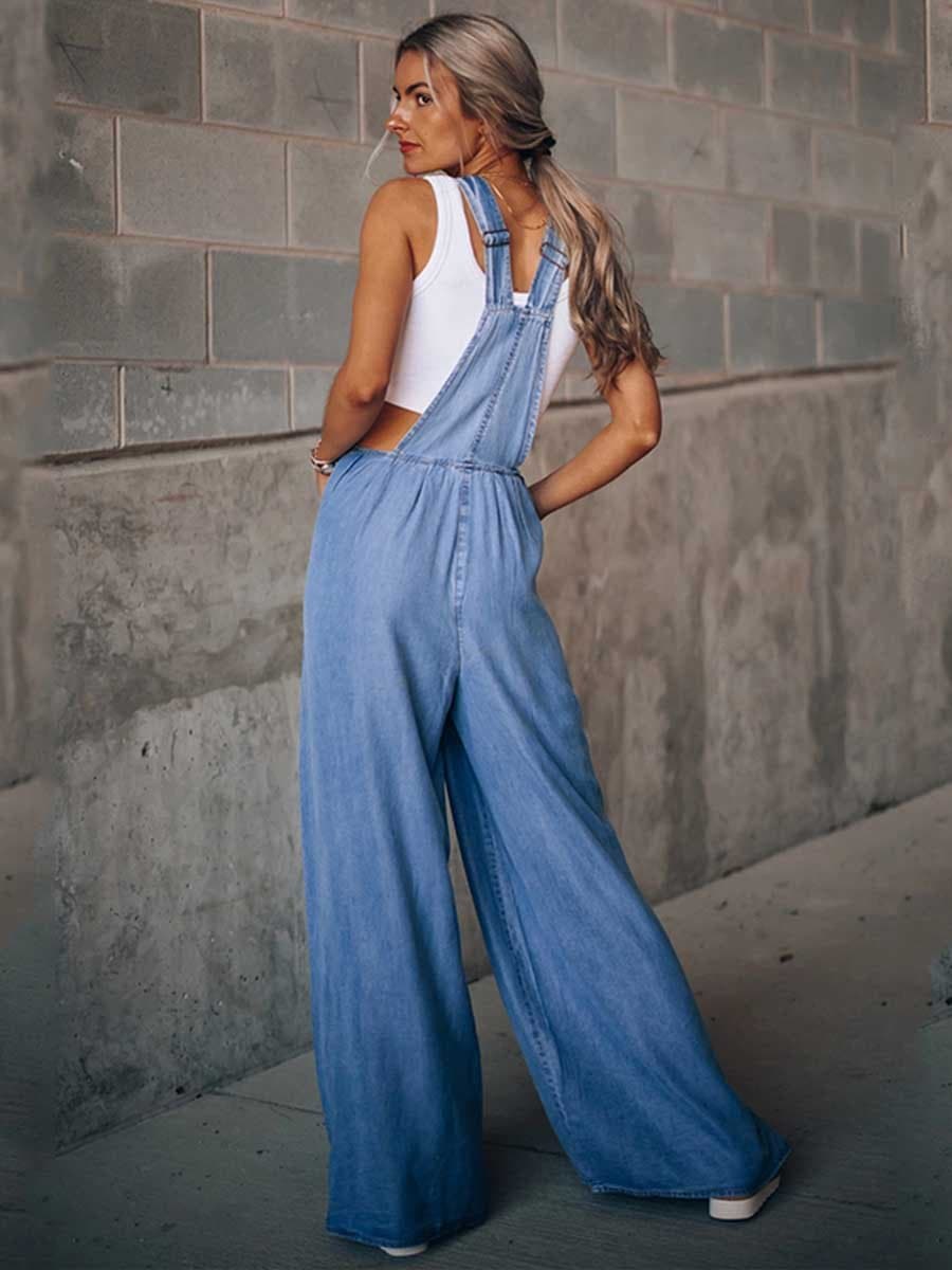 Denim Loose Pocket Jumpsuit