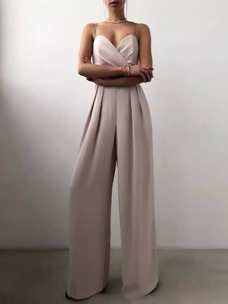 Suspender Tight Waist Straight Mopping Minimalist Jumpsuit