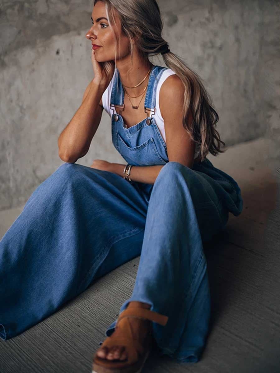 Denim Loose Pocket Jumpsuit
