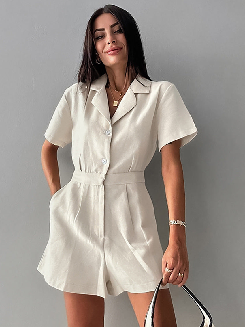 Fashion Cotton and Linen Jumpsuit