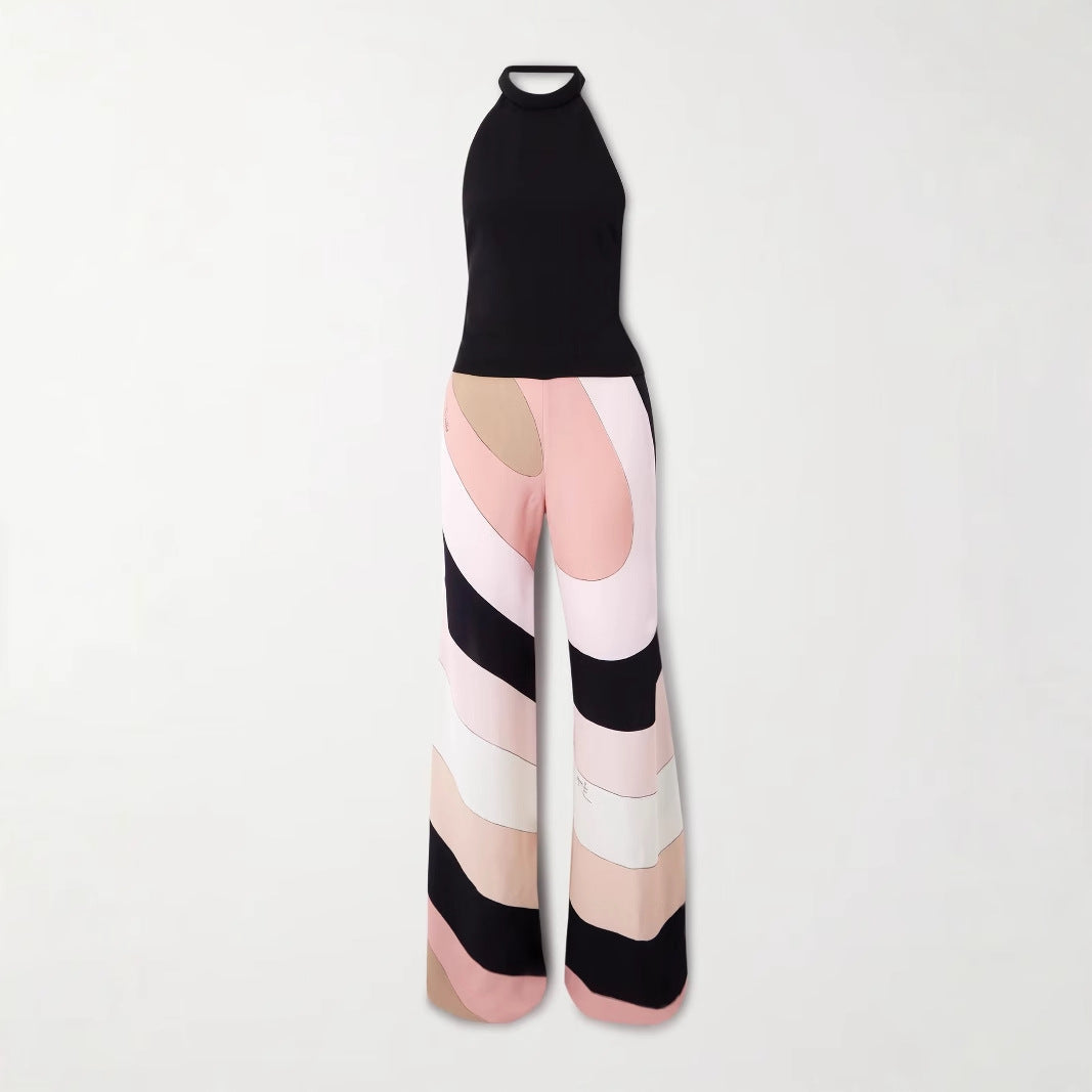 Printed Backless Jumpsuit