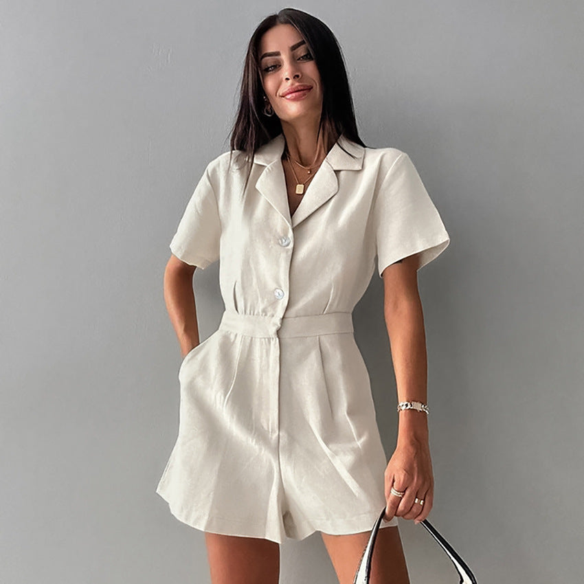 Fashion Cotton and Linen Jumpsuit