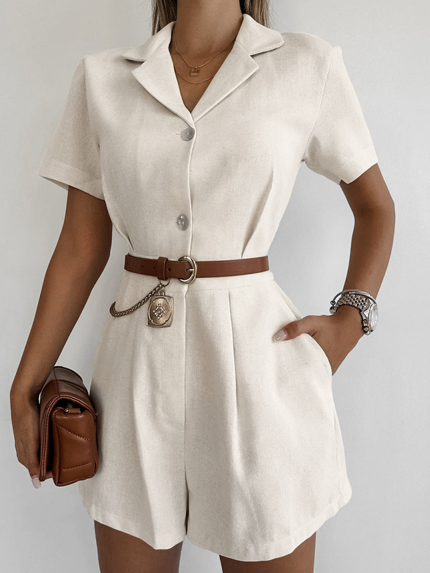 Fashion Cotton and Linen Jumpsuit