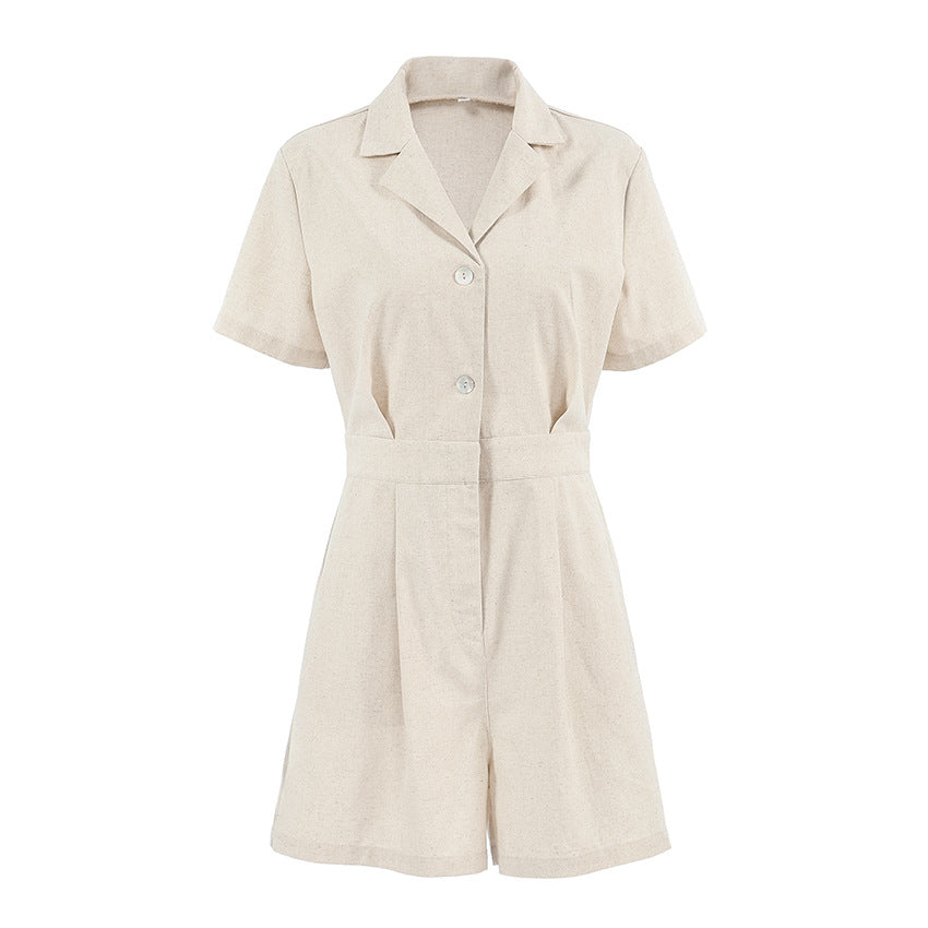 Fashion Cotton and Linen Jumpsuit