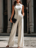 Sleeveless Tailored Wide Leg Jumpsuit
