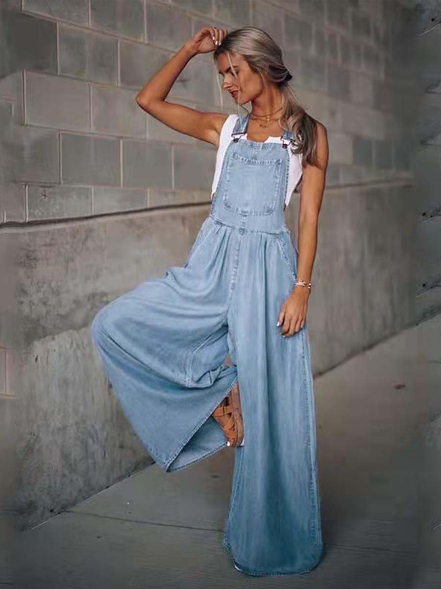 Denim Loose Pocket Jumpsuit