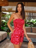 Tropical Sunset Smocked Strapless Romper