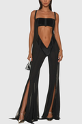 Camron Cutout Split Mesh Jumpsuit