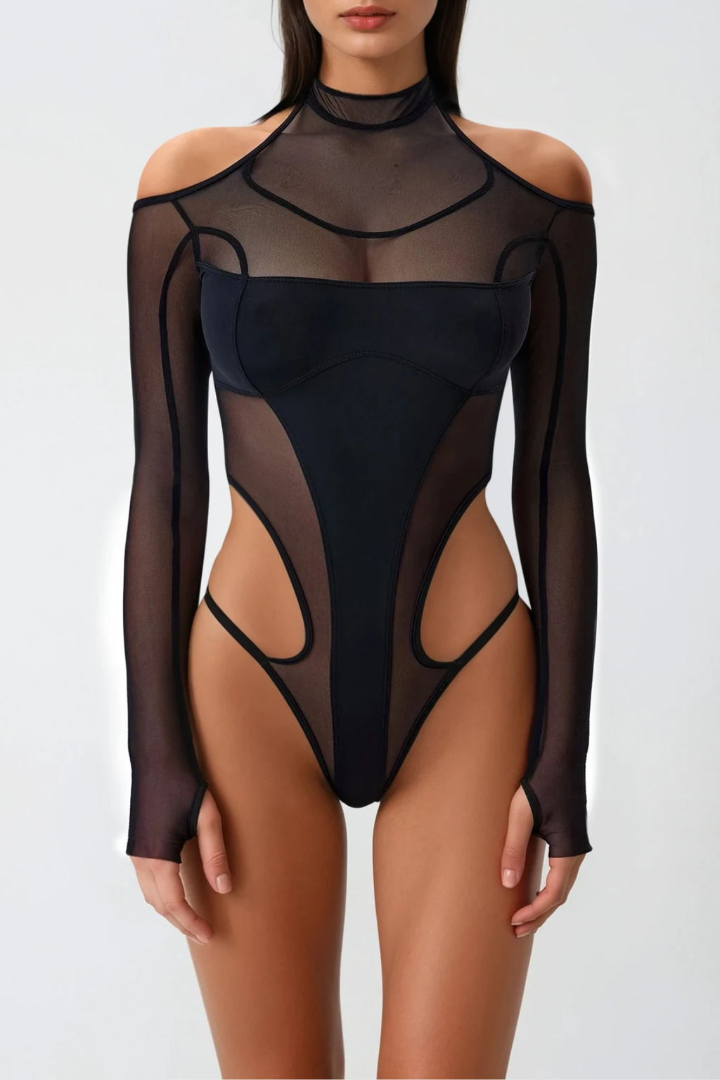 Dung Mesh Cutout Bodysuit
