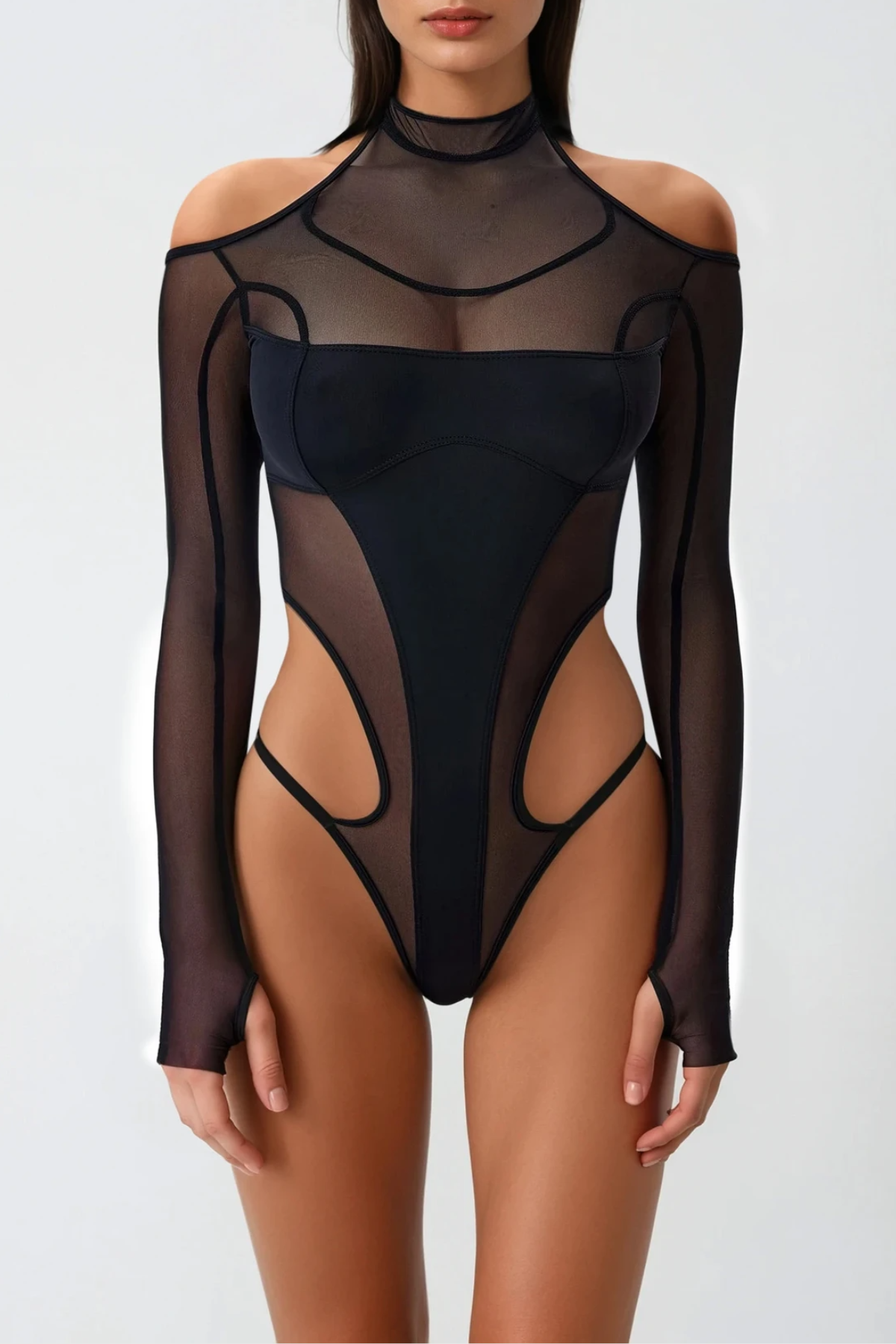 Dung Mesh Cutout Bodysuit