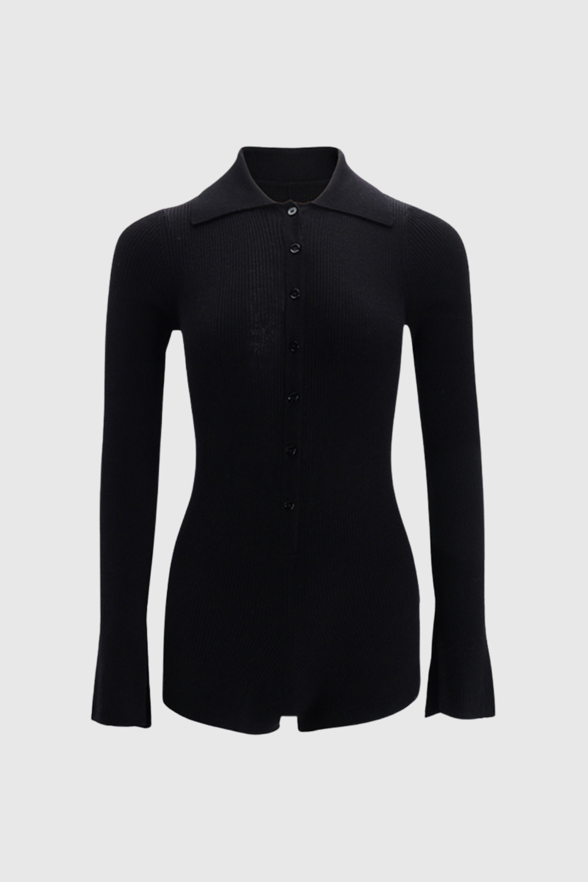 Duru Lapel Knit Bodysuit In Black