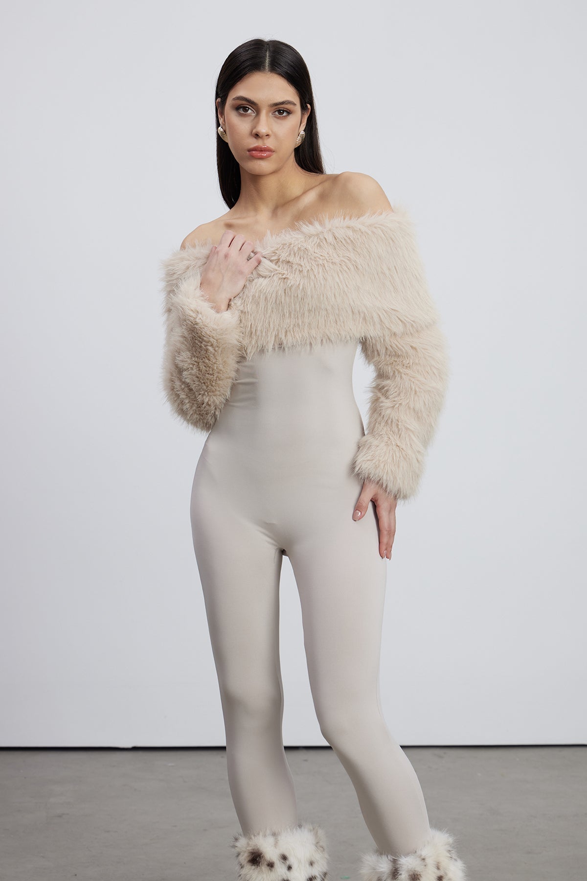 Emer Faux Fur Bodycon Jumpsuit