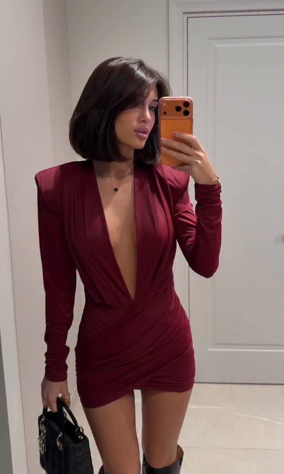 Sexy Long Sleeve Super Deep V Uniform Jumpsuit Skirt