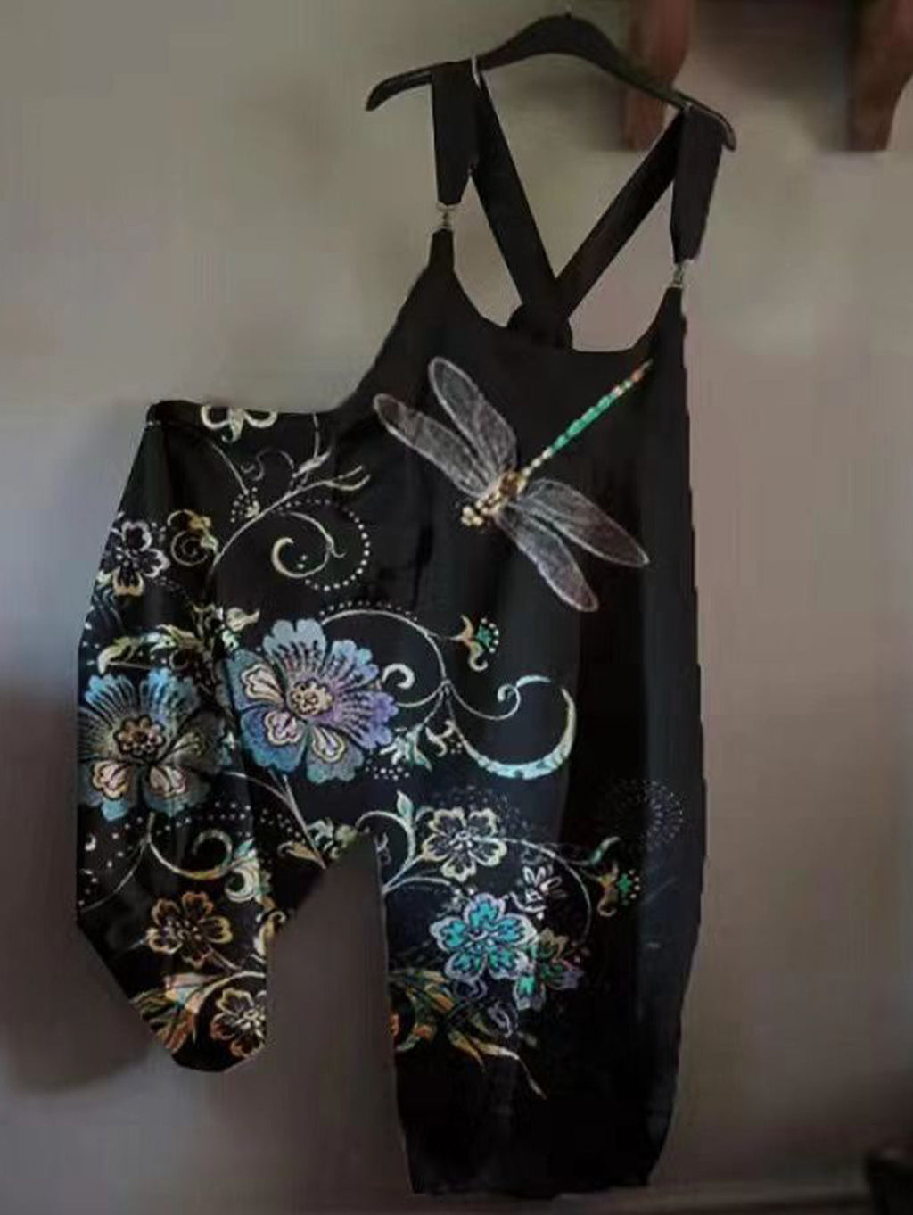Casual Patchwork Loose Wide Leg Harem Jumpsuit