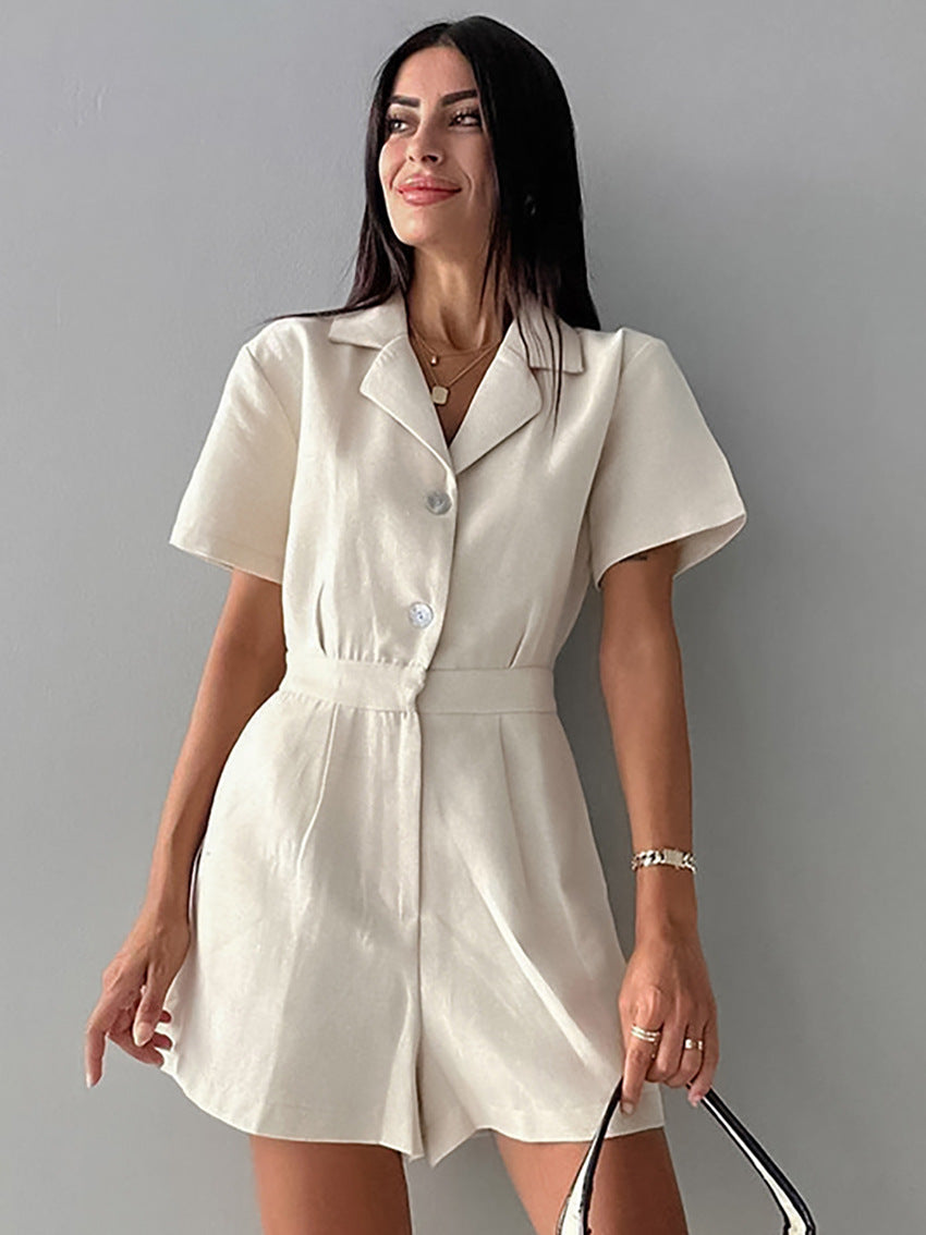 Fashion Cotton and Linen Jumpsuit