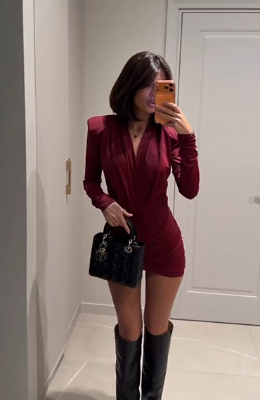 Sexy Long Sleeve Super Deep V Uniform Jumpsuit Skirt