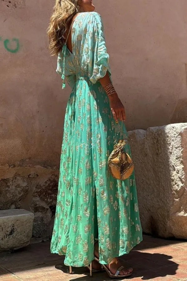 V Neck Puff Sleeve Jumpsuit
