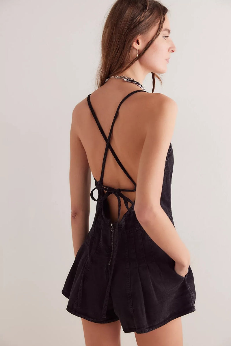 Sexy Backless Denim Romper