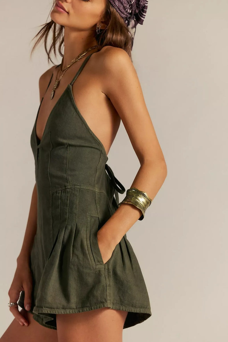 Sexy Backless Denim Romper