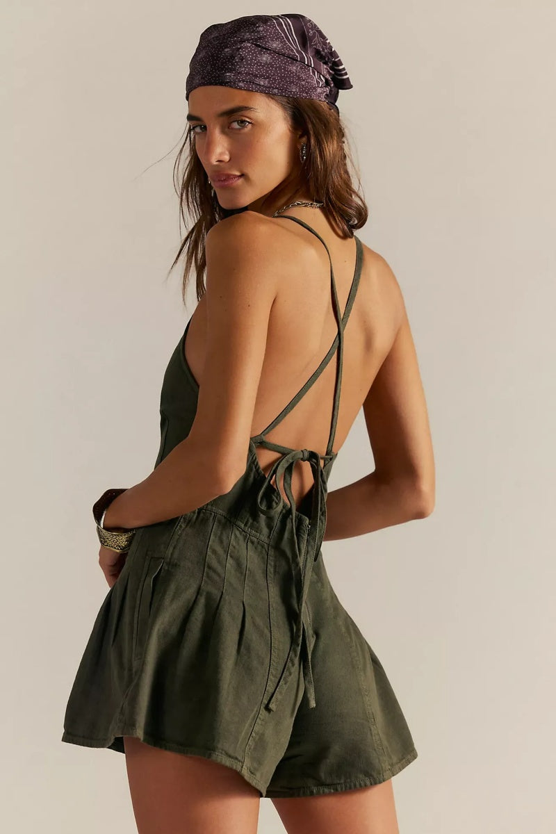 Sexy Backless Denim Romper