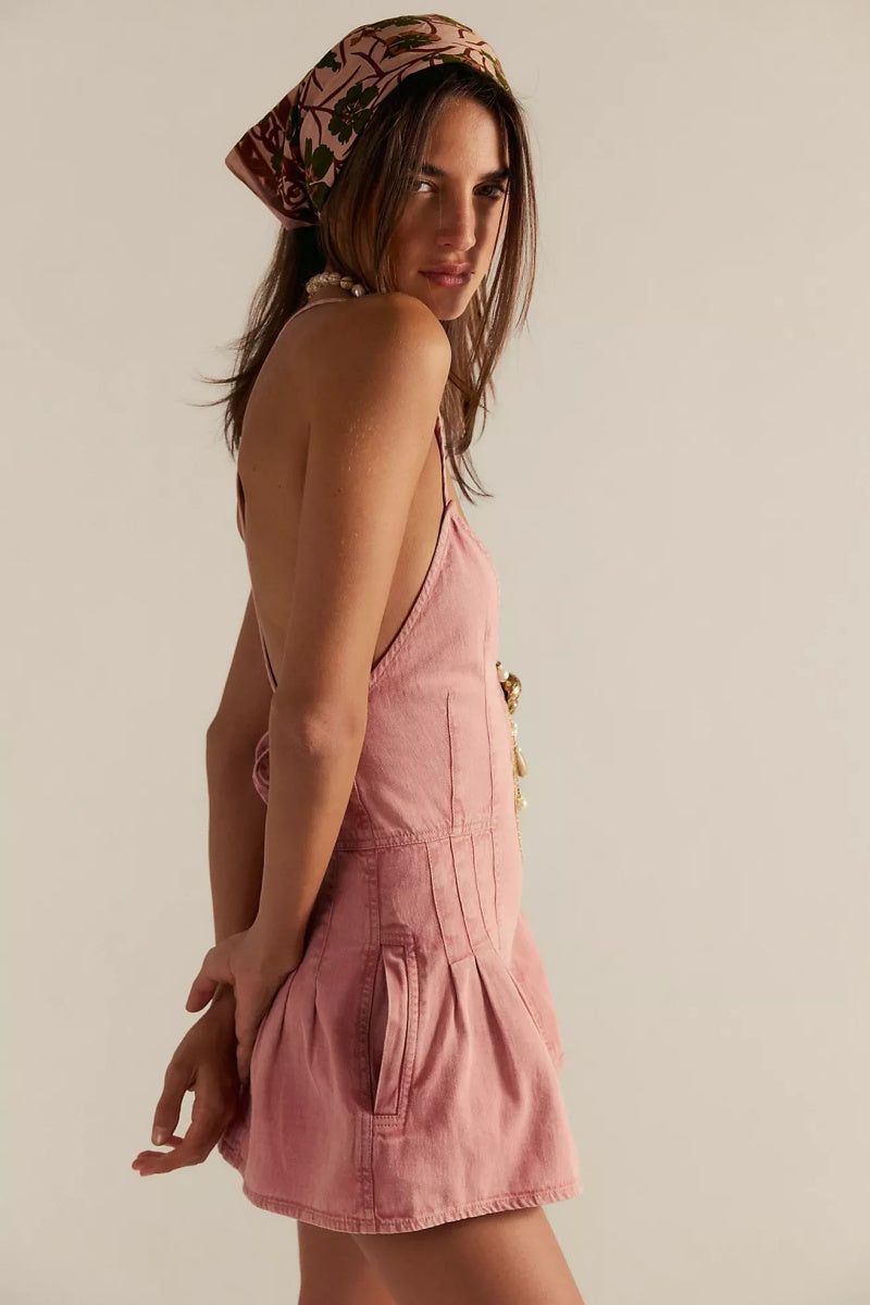 Sexy Backless Denim Romper
