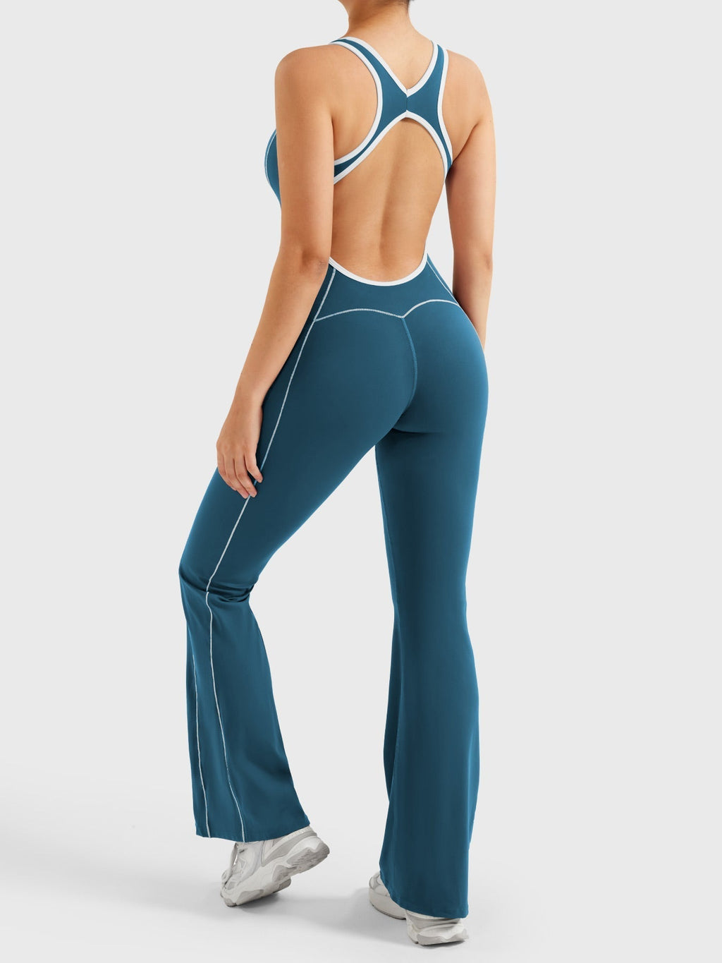 Antonia Contrast Trim Flared Jumpsuit