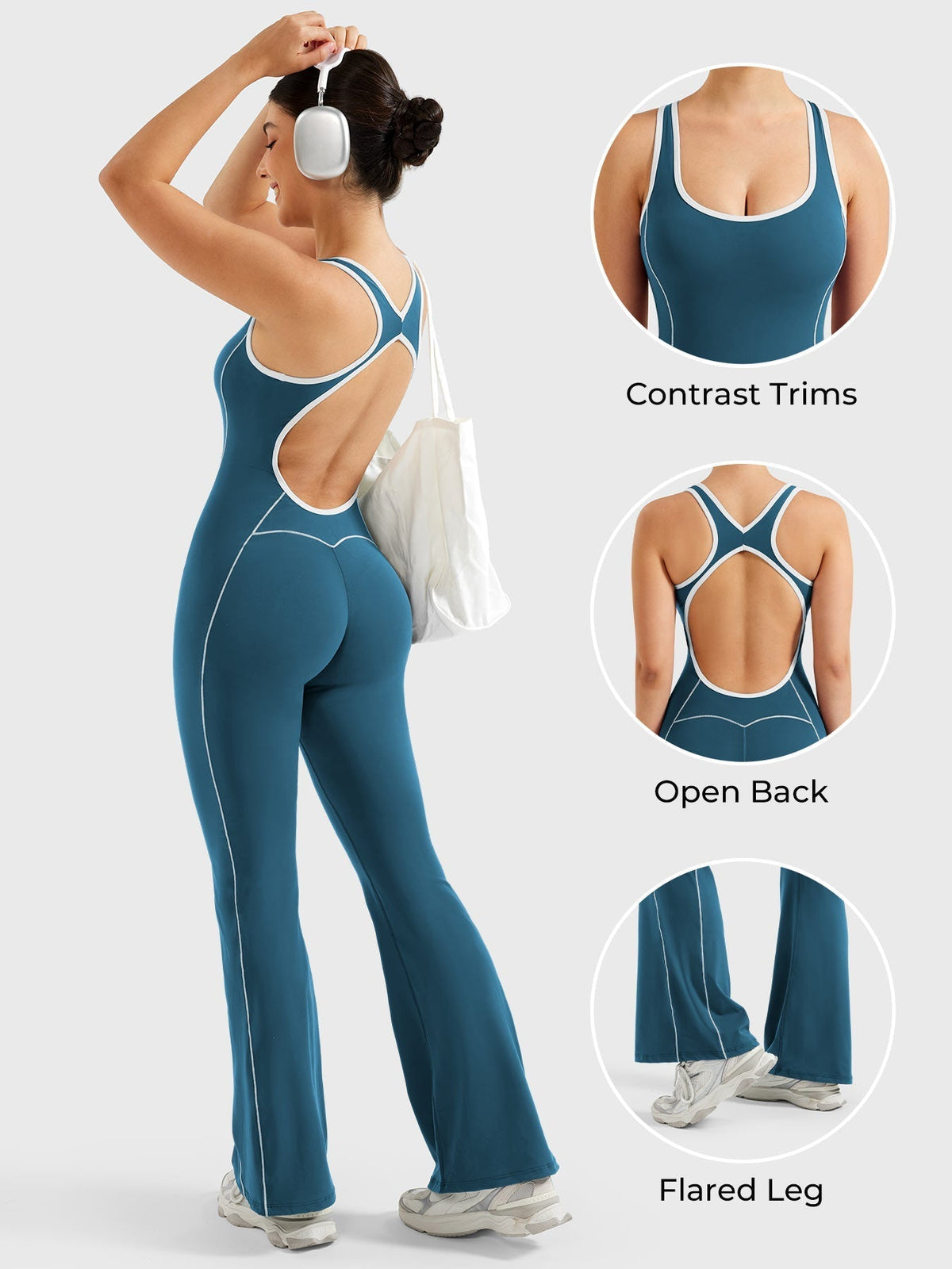 Antonia Contrast Trim Flared Jumpsuit